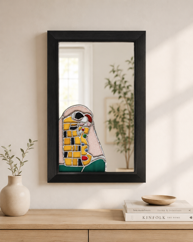 آینه دکوراتیو دیواری دستساز الهامگرفته از نقاشی بوسه گوستاو کلیمت